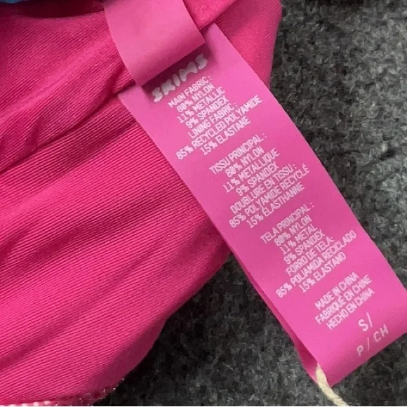 SKIMS swim NWT small monokini cutout bathing suit pink sparkle - Picture 6 of 6